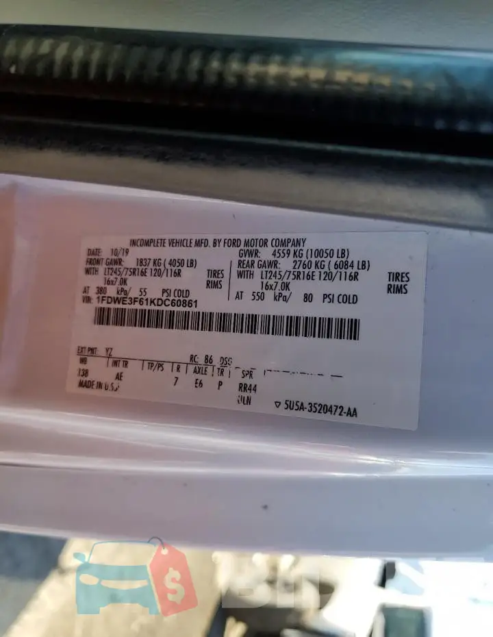 1FDWE3F61KDC60861 Photo# 12