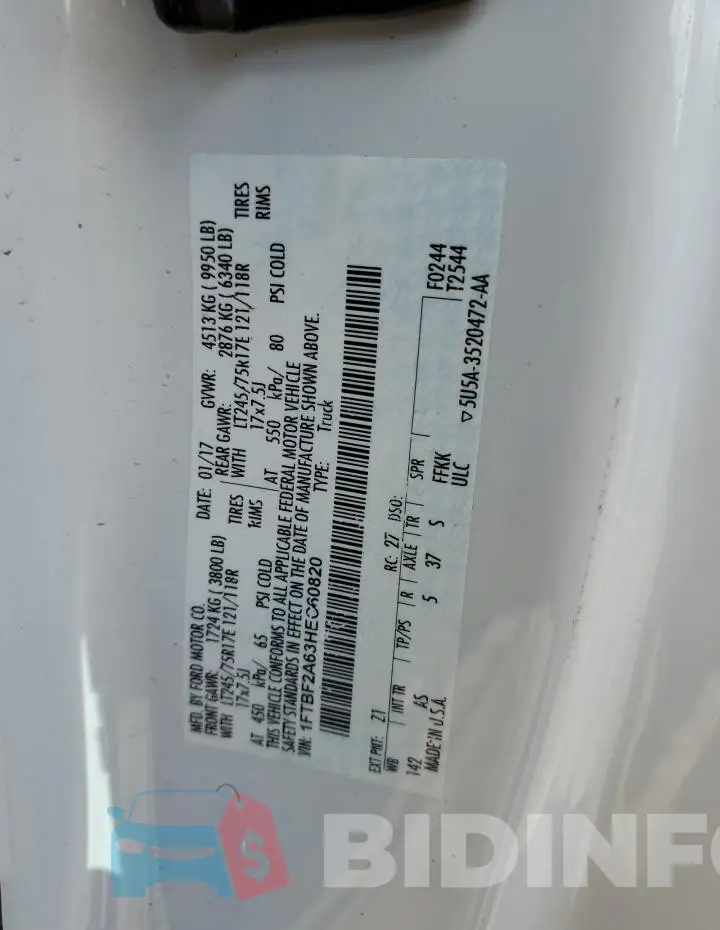 1FTBF2A63HEC60820 Photo# 13