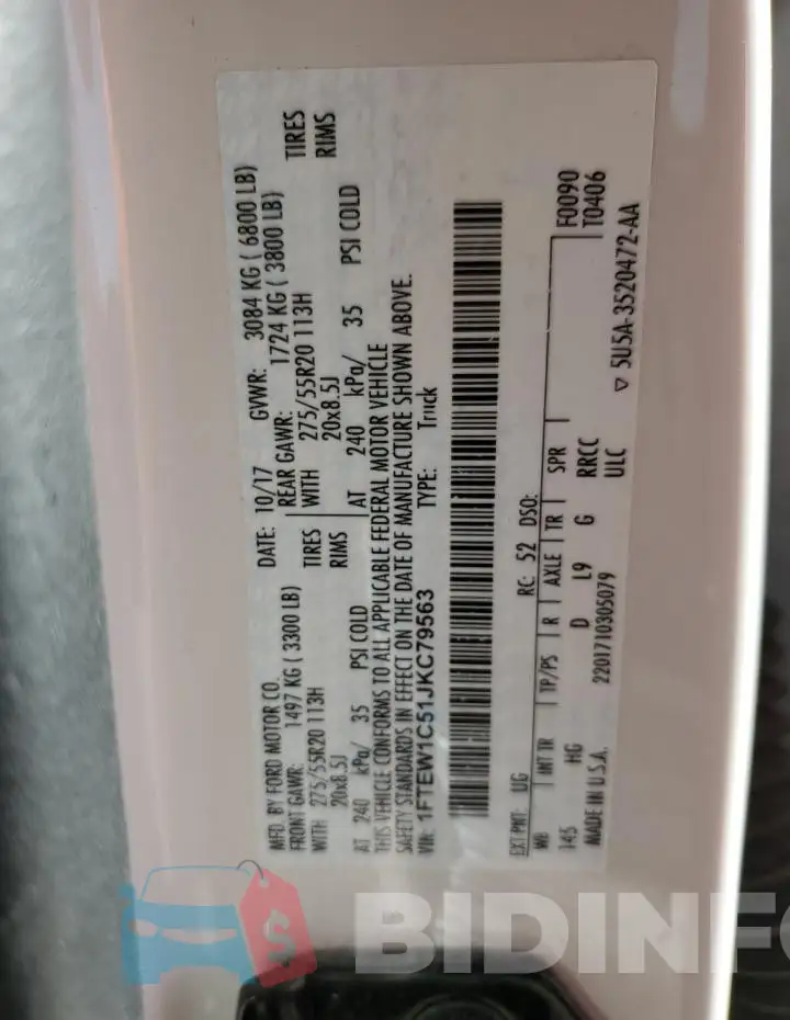 1FTEW1C51JKC79563 Photo# 12