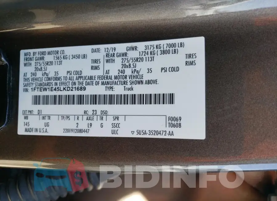 1FTEW1E45LKD21689 Photo# 12