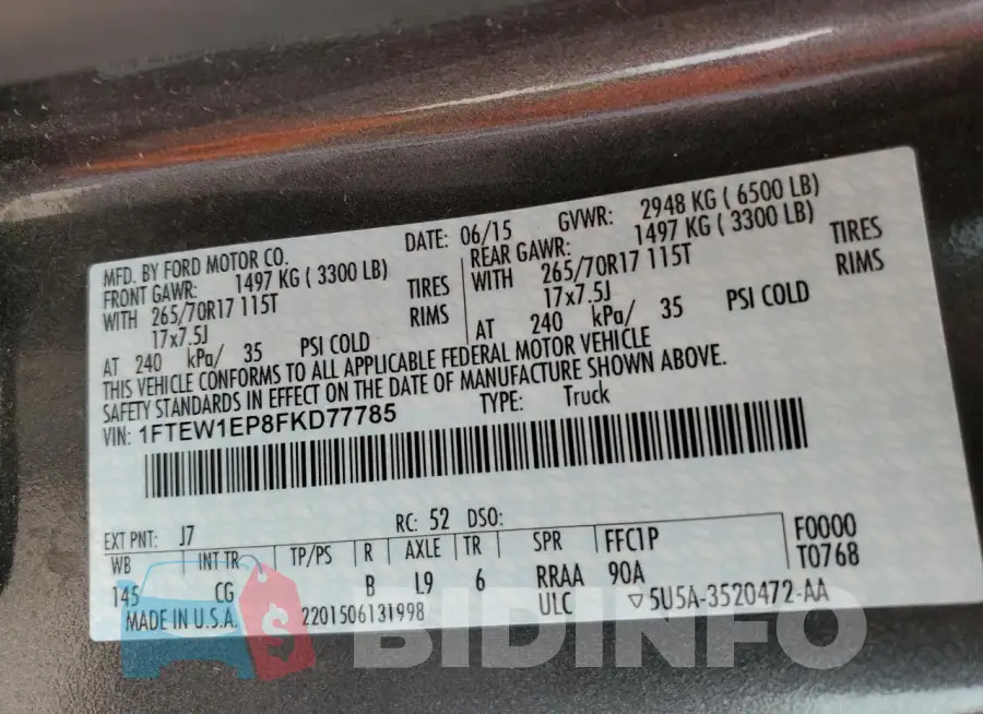 1FTEW1EP8FKD77785 Photo# 12