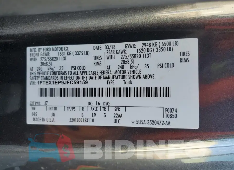 1FTEX1EP9JFC59159 Photo# 12