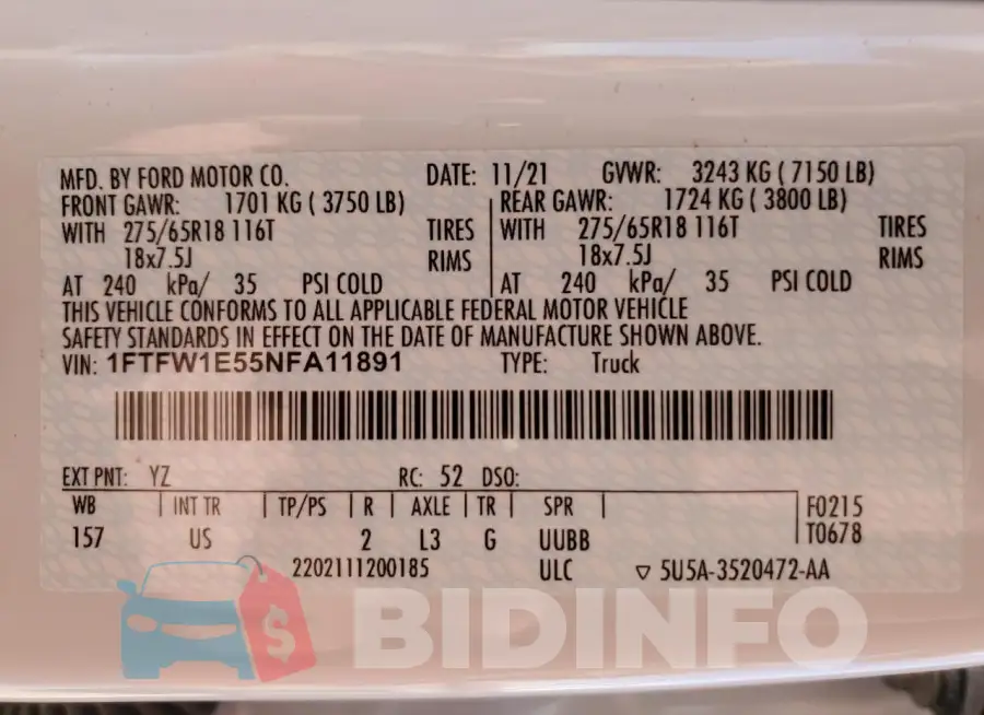 1FTFW1E55NFA11891 Photo# 12