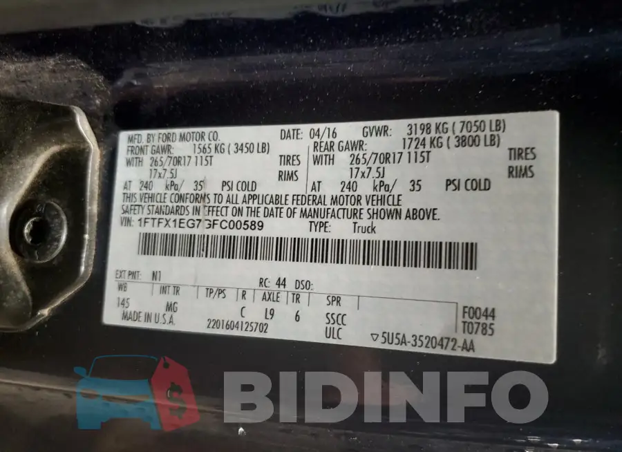 1FTFX1EG7GFC00589 Photo# 12