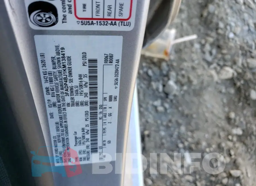 3FADP4BJ1KM138419 Photo# 12
