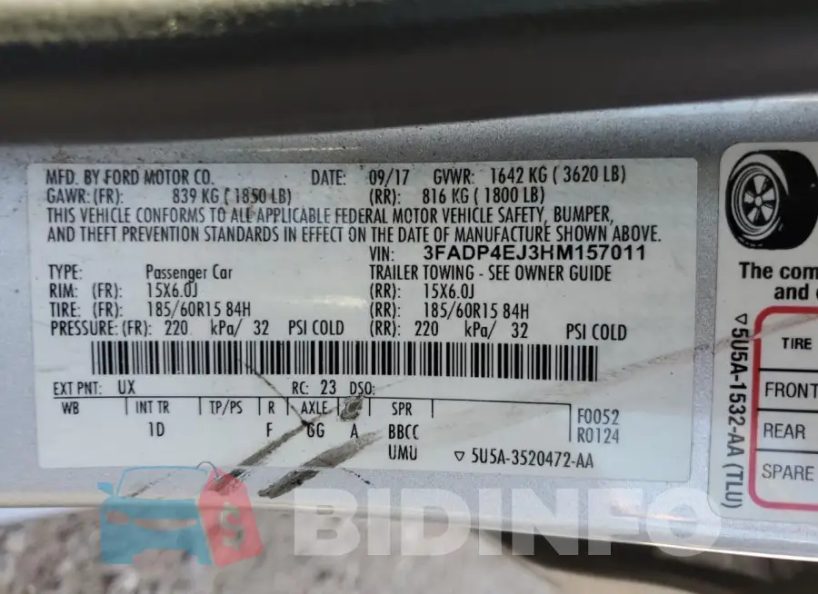 3FADP4EJ3HM157011 Photo# 12