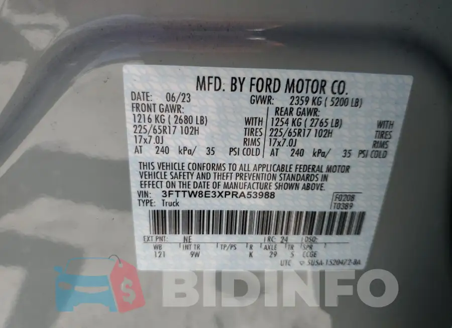 3FTTW8E3XPRA53988 Photo# 13