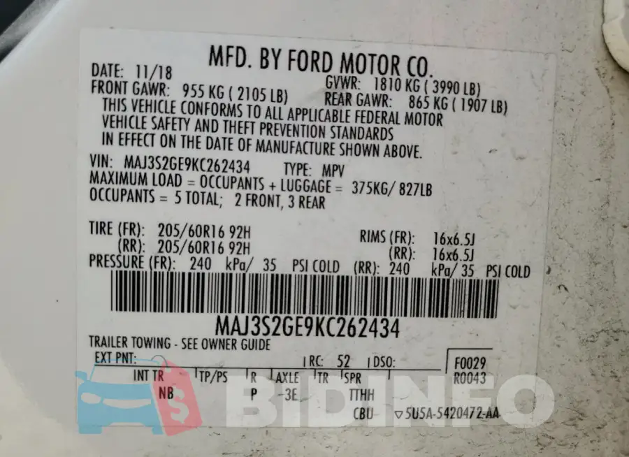 MAJ3S2GE9KC262434 Photo# 12
