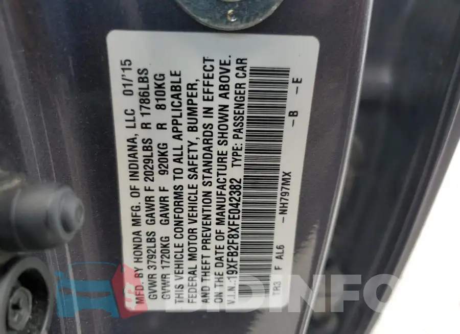 19XFB2F8XFE042382 Photo# 12