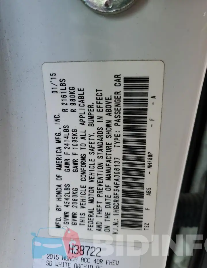 1HGCR6F54FA006137 Photo# 12
