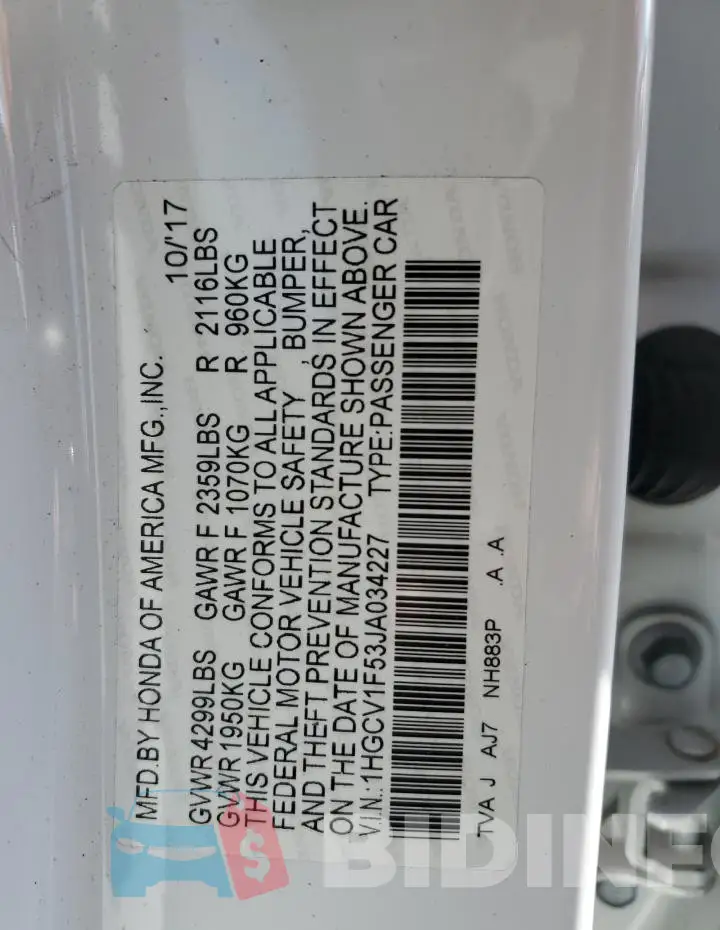 1HGCV1F53JA034227 Photo# 12