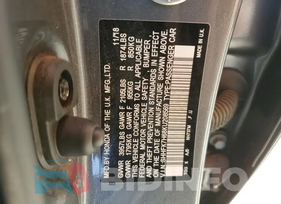 SHHFK7H68KU208569 Photo# 12