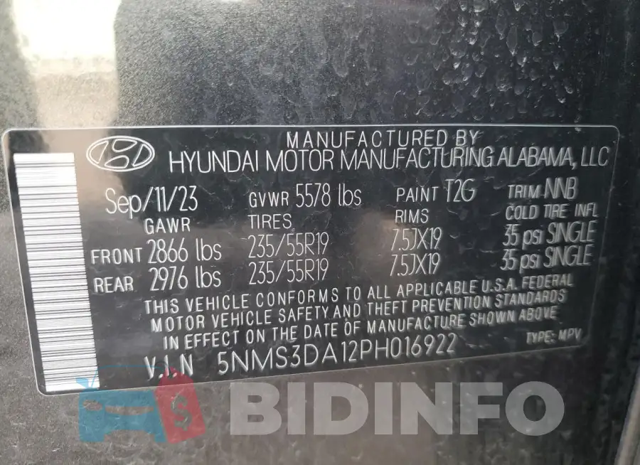 5NMS3DA12PH016922 Photo# 13