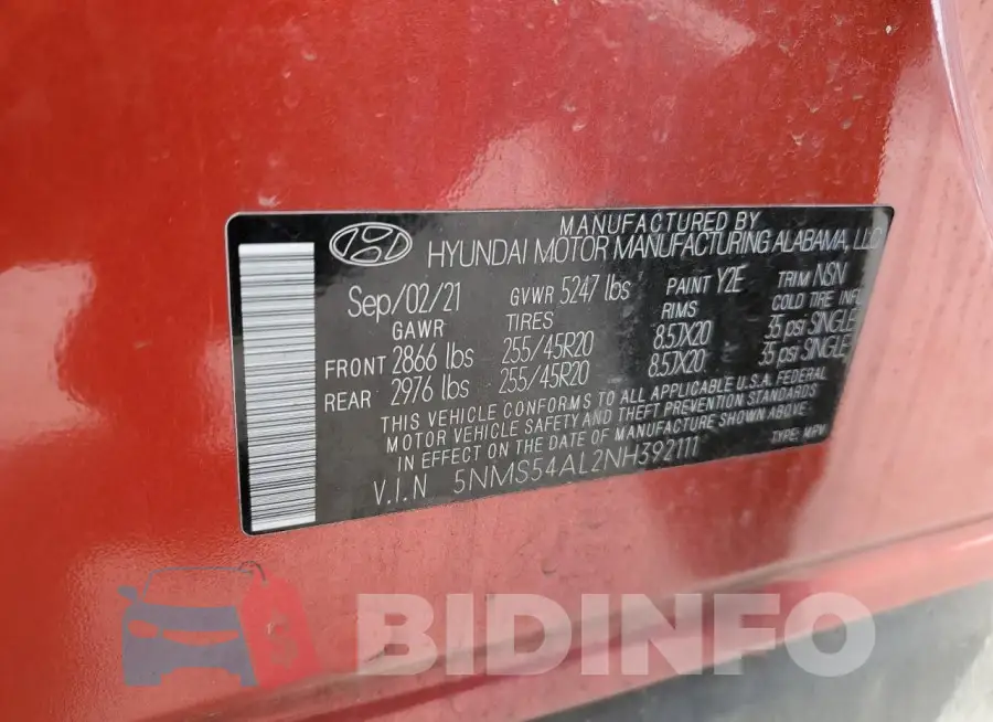 5NMS54AL2NH392111 Photo# 14