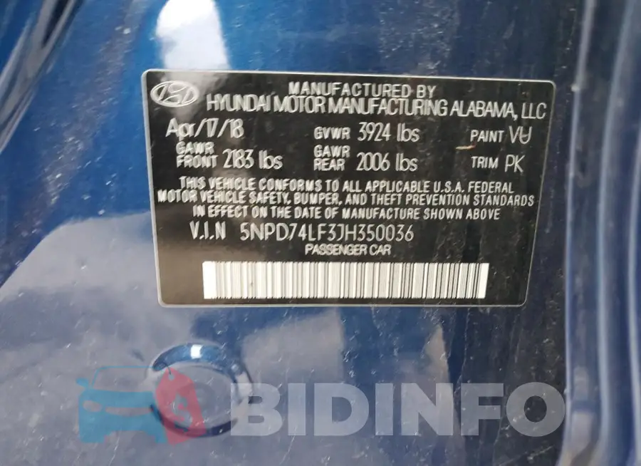 5NPD74LF3JH350036 Photo# 12