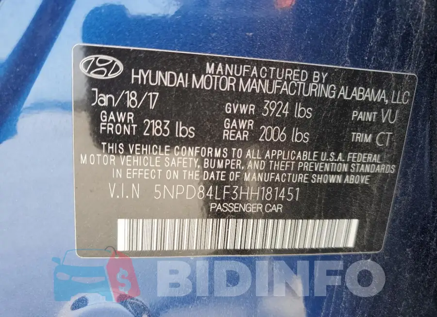 5NPD84LF3HH181451 Photo# 12