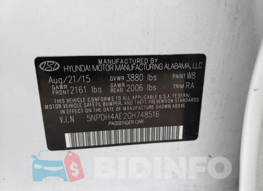 5NPDH4AE2GH748516 Photo# 13