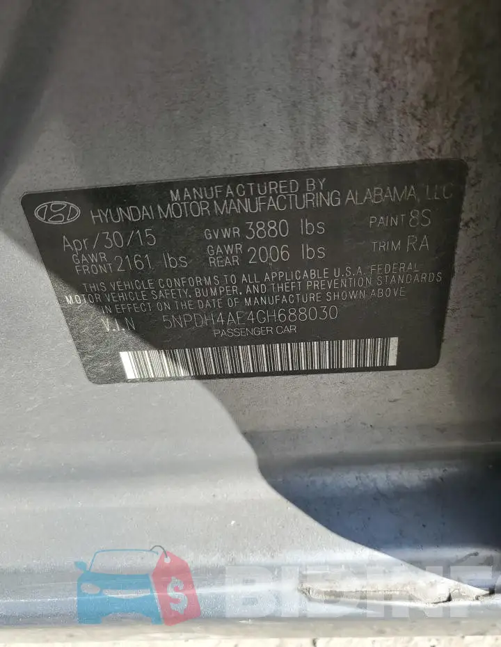 5NPDH4AE4GH688030 Photo# 12