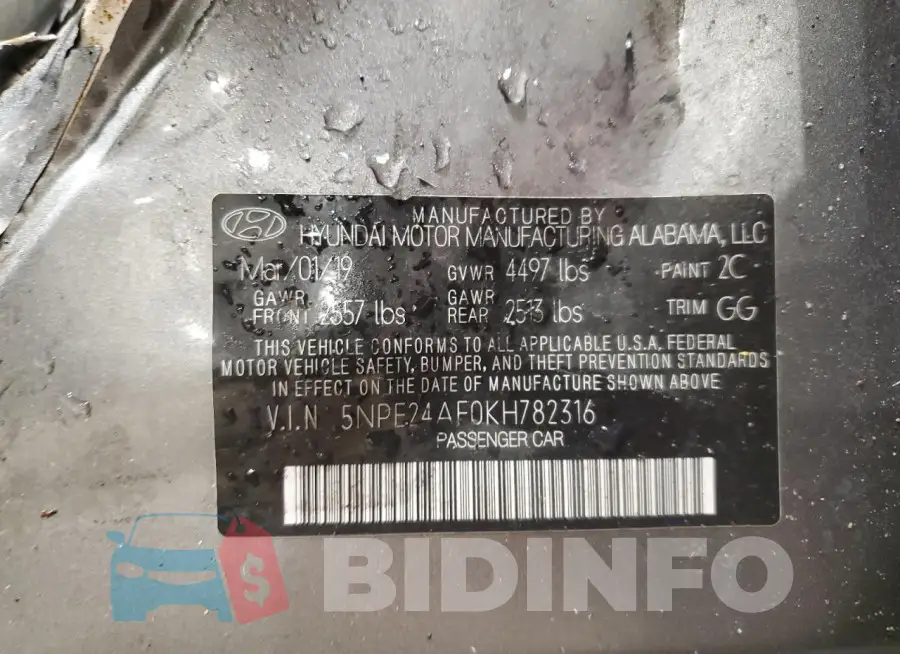 5NPE24AF0KH782316 Photo# 12