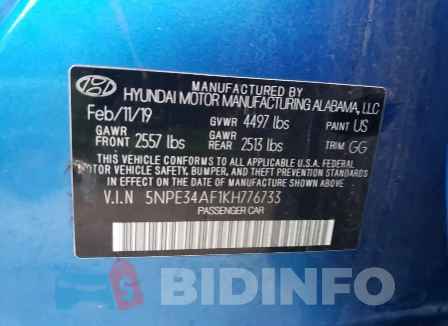 5NPE34AF1KH776733 Photo# 12