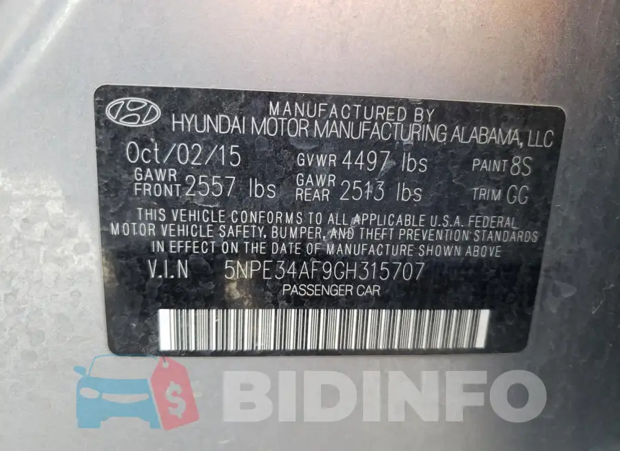 5NPE34AF9GH315707 Photo# 12