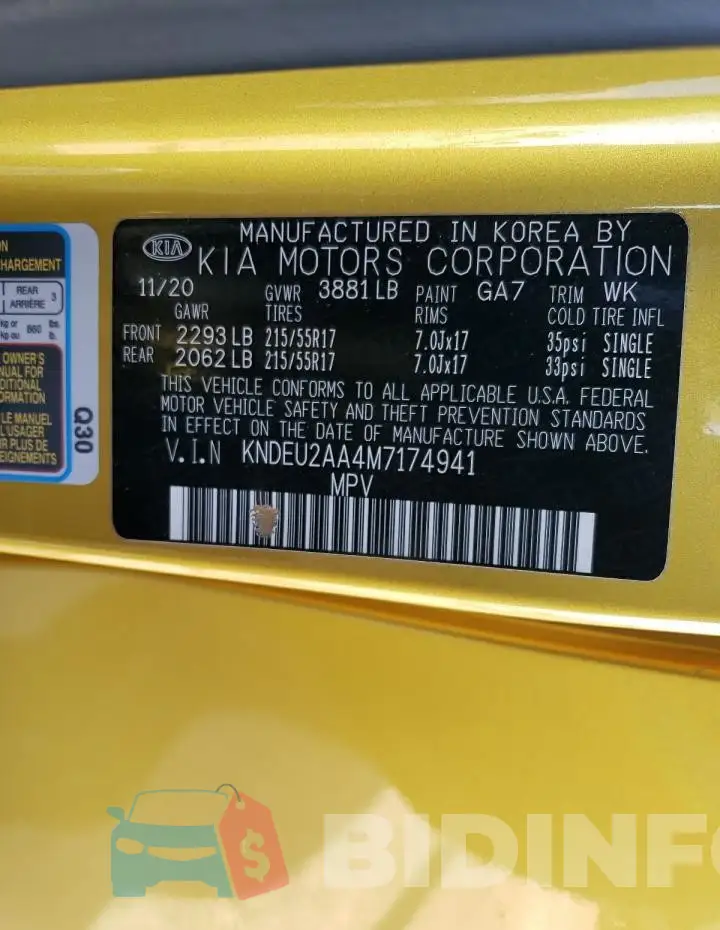 KNDEU2AA4M7174941 Photo# 13