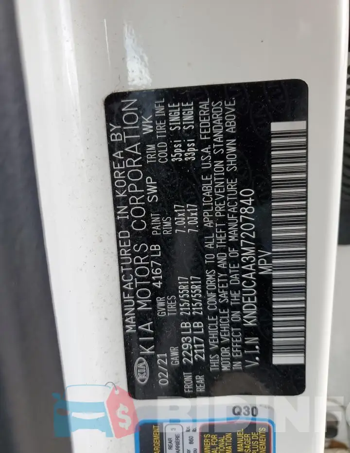 KNDEUCAA3M7207840 Photo# 13