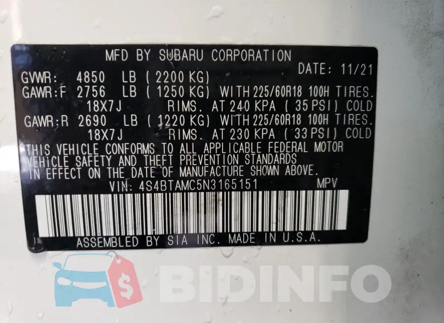 4S4BTAMC5N3165151 Photo# 13