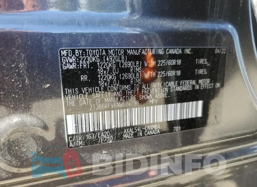 2T3B6RFV6NW034798 Photo# 14
