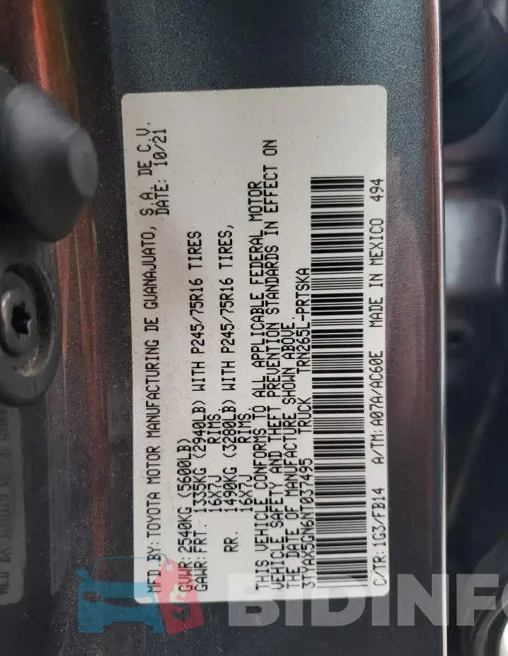 3TYAX5GN6NT037495 Photo# 12