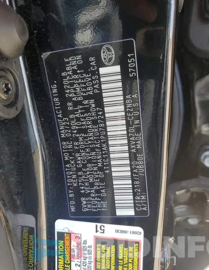 4T1C11AK1PU787247 Photo# 13
