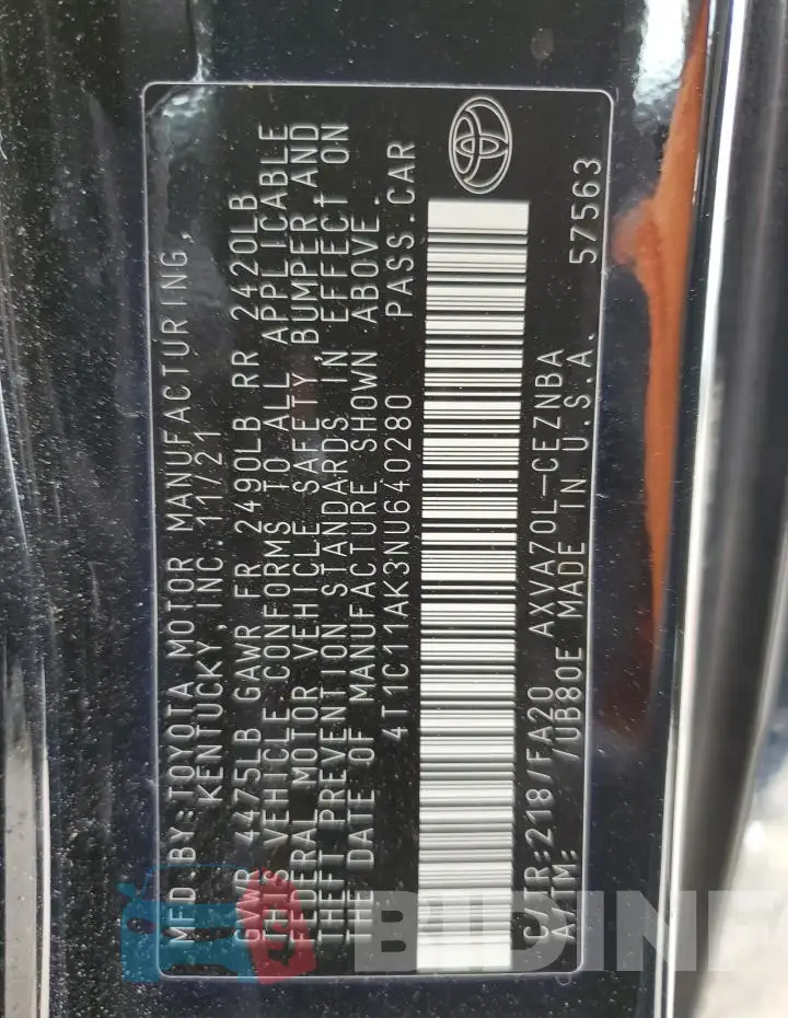 4T1C11AK3NU640280 Photo# 13