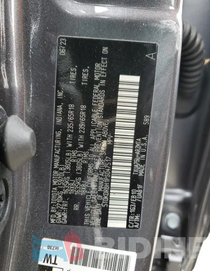 5TDKDRBH1PS047517 Photo# 14