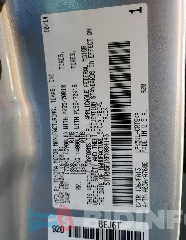 5TFRM5F1XFX084143 Photo# 12