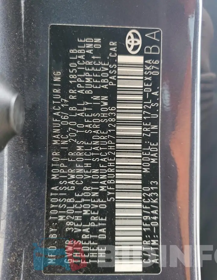 5YFBURHE2HP712836 Photo# 13