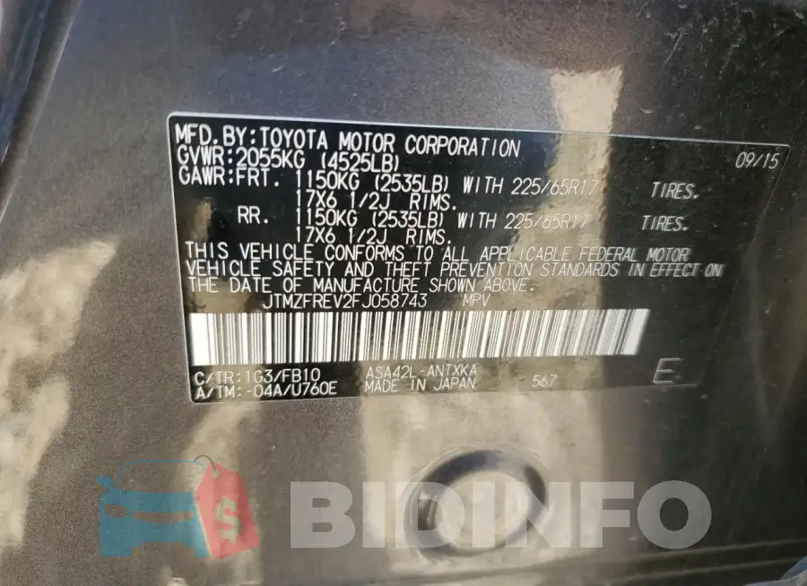 JTMZFREV2FJ058743 Photo# 13