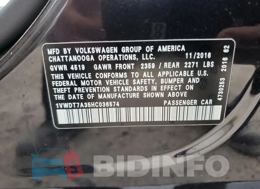 1VWDT7A35HC036574 Photo# 12