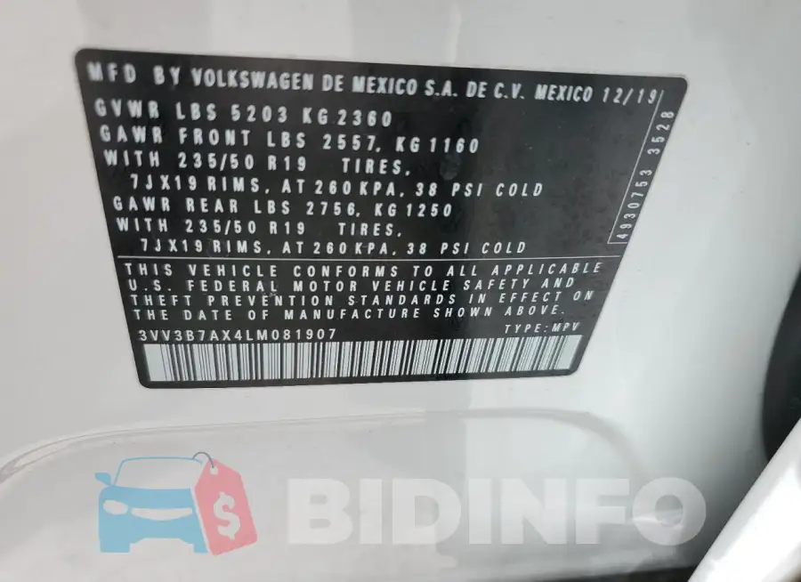 3VV3B7AX4LM081907 Photo# 13