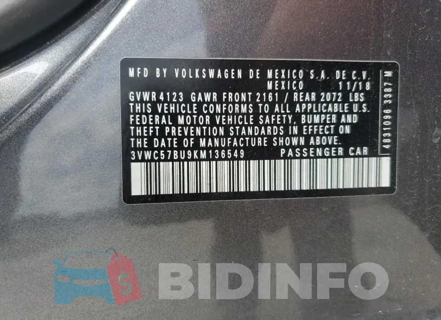 3VWC57BU9KM136549 Photo# 13