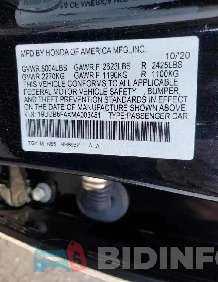 19UUB6F4XMA003451 Photo# 12