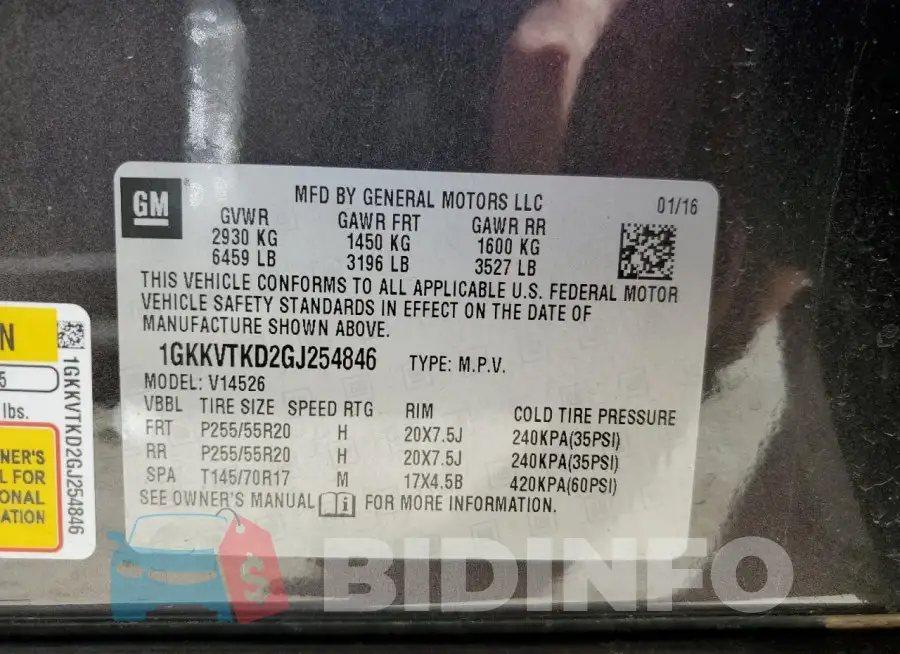 1GKKVTKD2GJ254846 Photo# 13