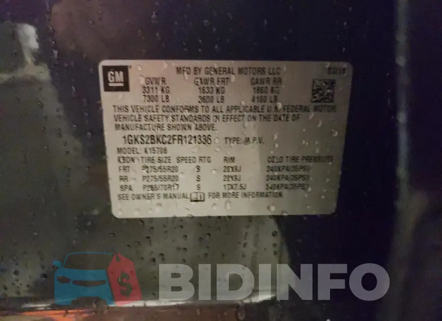 1GKS2BKC2FR121336 Photo# 13