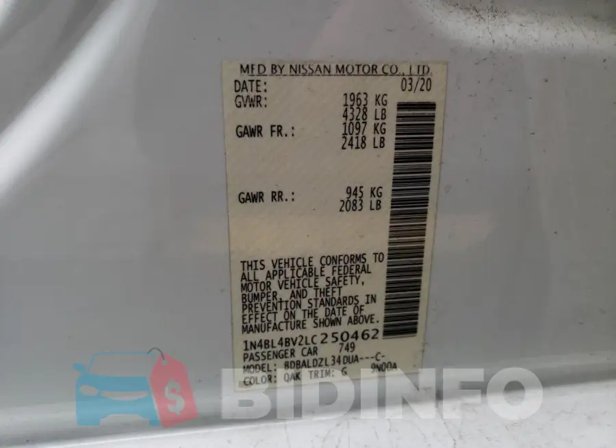 1N4BL4BV2LC250462 Photo# 12