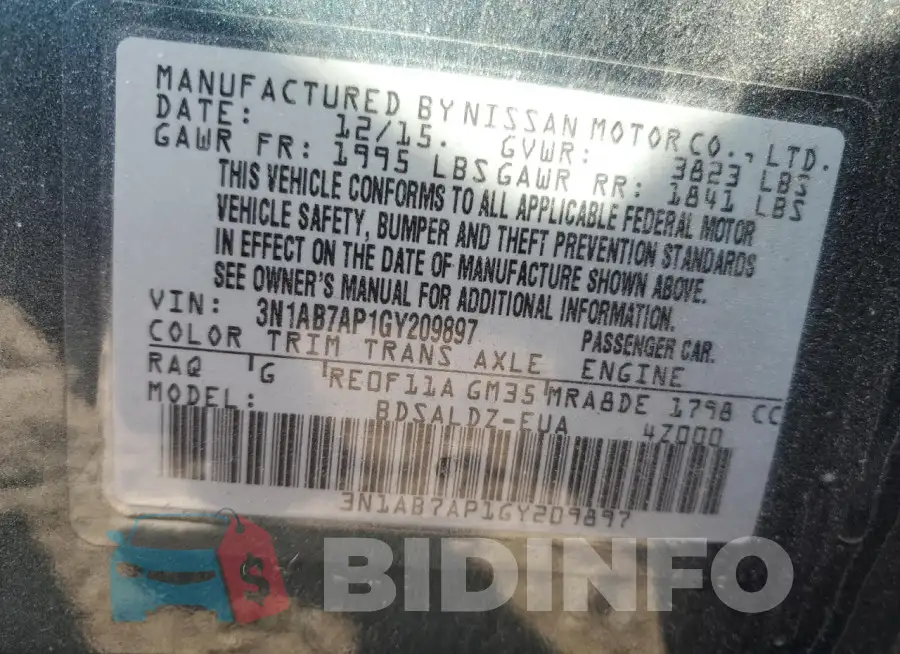3N1AB7AP1GY209897 Photo# 12