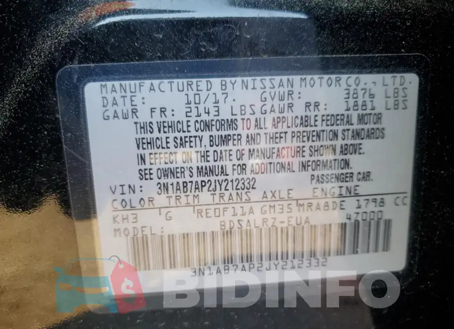 3N1AB7AP2JY212332 Photo# 12