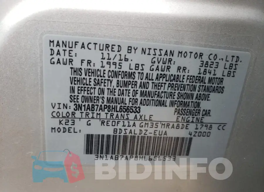 3N1AB7AP8HL656533 Photo# 12