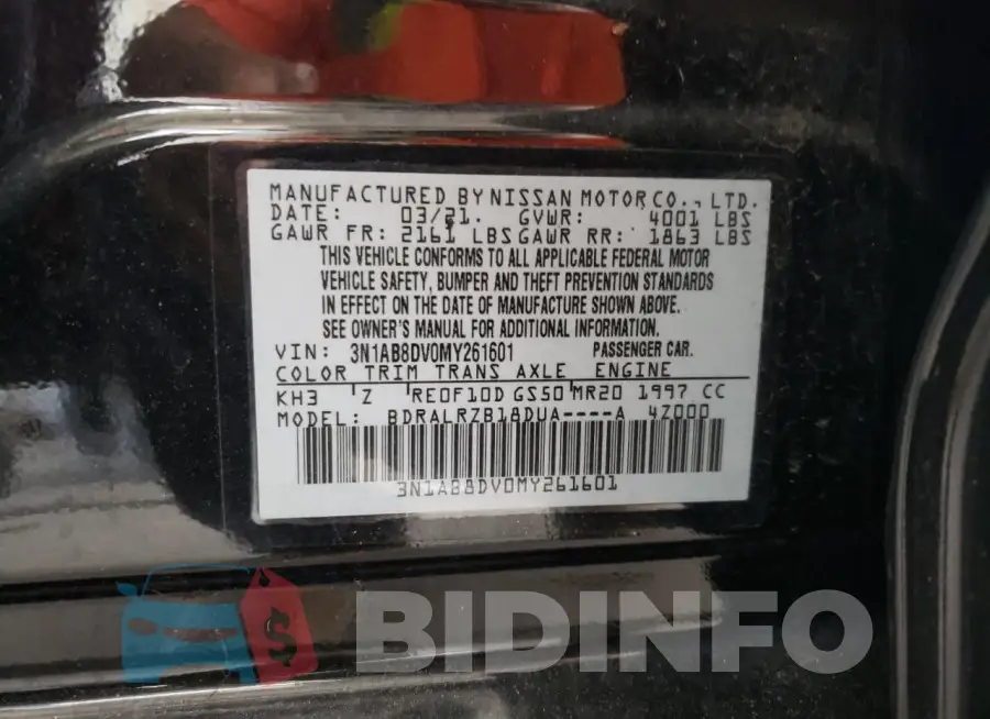 3N1AB8DV0MY261601 Photo# 13