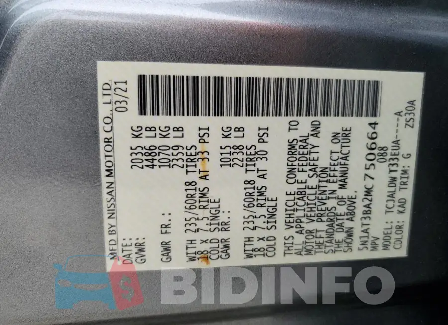 5N1AT3BA2MC750664 Photo# 14