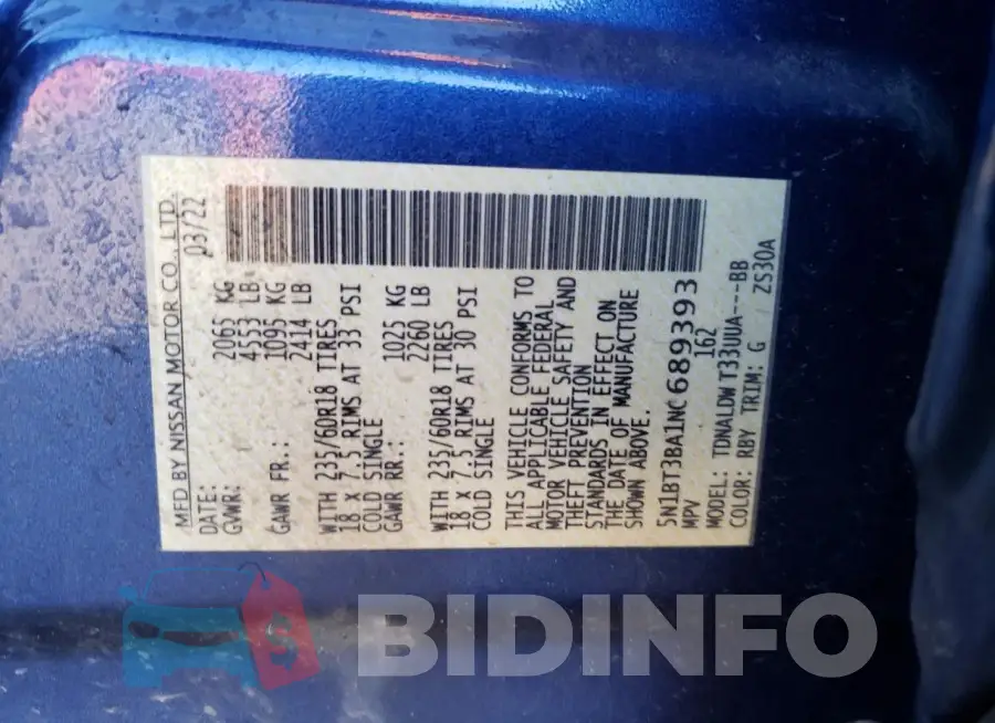 5N1BT3BA1NC689393 Photo# 12