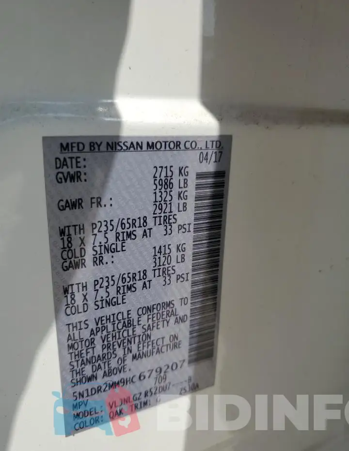5N1DR2MM9HC679207 Photo# 12